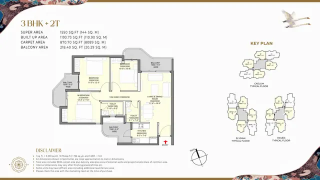 3 BHK Floor Plan 1
